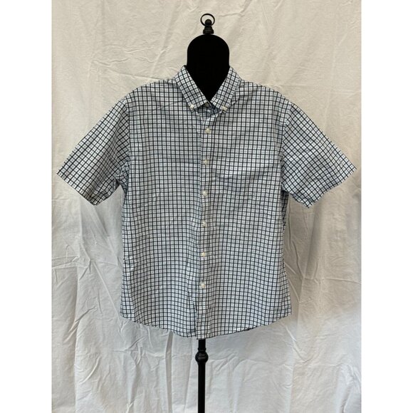 Croft & Barrow Mens Easy Care Blue Plaid Button Down Shirt Size L‎ Short Sleeve - Picture 1 of 11